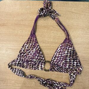 Becca by Rebecca, virtue like new size small Purple Patterned Halter Bikini Top